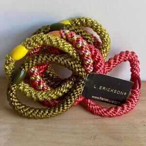 L. Erickson set of 8 hair ties, brand new with tags, pink and green.